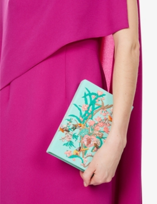 OLYMPIA LE-TAN: Olympia Le-Tan x Warner House Birds & Blossom Embroidered Book Cotton-Blend Clutch Bag