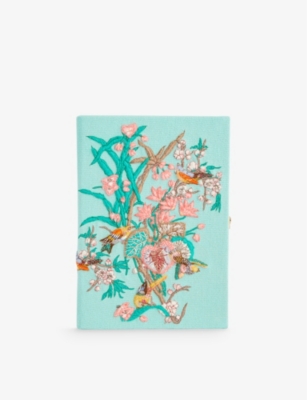 OLYMPIA LE-TAN: Olympia Le-Tan x Warner House Birds & Blossom Embroidered Book Cotton-Blend Clutch Bag