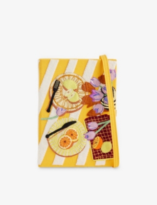 OLYMPIA LE-TAN: Olympia Le-Tan x Poppy Magda La Dolce Vita Embroidered Book Cotton-Blend Clutch Bag