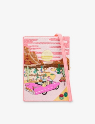 OLYMPIA LE-TAN: Wild & Free Embroidered Book Cotton-Blend Clutch Bag