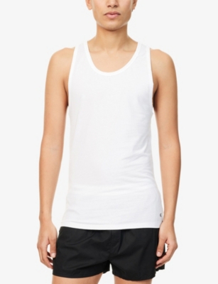Calvin Klein Mens  Crewneck Pack-of-three Cotton-blend Tank Top In White, White, White