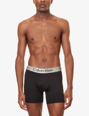 Calvin Klein Mens  Micro Stretch Pack Of Three Stretch-woven Boxer Briefs In Black, Black, Black