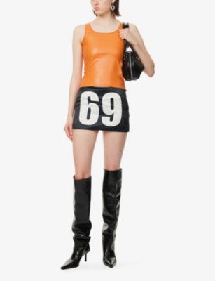 COWBOYS OF HABIT: Satin Number-Print Woven Mini Skirt
