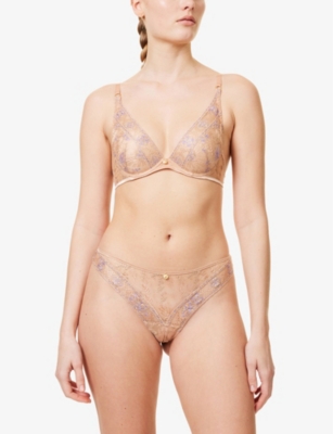 AUBADE: Sound of Heart Embroidered Stretch-Woven Tanga