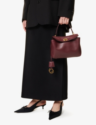 Balenciaga Womens Dark Burgundy Rodeo Leather Top-handle Bag In Dark Burgundy