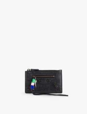 Balenciaga Womens Le City Leather Card Holder Black