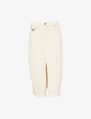 HERESY: Scraggy Split Denim Midi Skirt