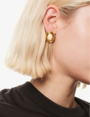 HEAVEN MAYHEM: Prize yellow gold-plated brass and enamel earrings