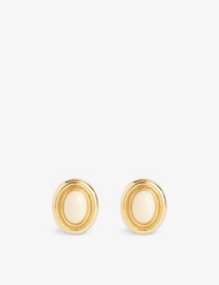 HEAVEN MAYHEM: Prize yellow gold-plated brass and enamel earrings
