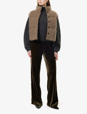 LE KASHA WOMENS LE KASHA SANPOLO VELVET STRAIGHT-LEG HIGH-RISE WOVEN-BLEND TROUSERS 