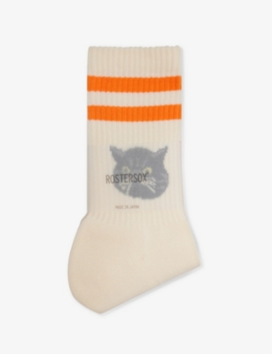 ROSTERSOX MENS ROSTERSOX CAT RIBBED-INTARSIA COTTON-BLEND KNITTED SOCKS 