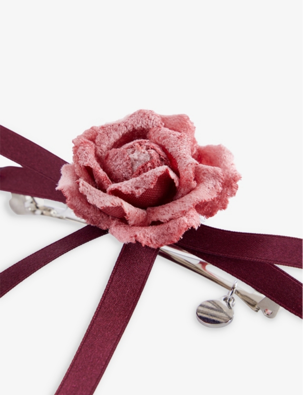 Rosette Skinny Velvet Bow Barrette