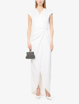 GENNY: Wrap Draped Woven Maxi Dress