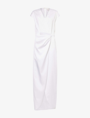 GENNY: Wrap Draped Woven Maxi Dress