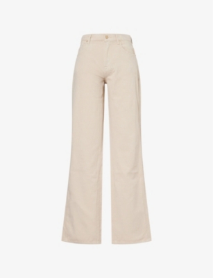 7 FOR ALL MANKIND WOMENS LINEN COLD BREW TESS STRAIGHT-LEG COTTON-LINEN JEANS 