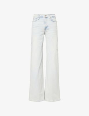 7 FOR ALL MANKIND: Lotta Wide-Leg Faded-Wash Stretch-Denim Jeans