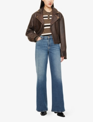 7 For All Mankind Womens Lotta Flared Stretch-denim Blend Jeans Sea Level In Sea Level