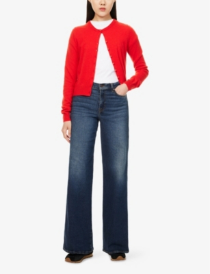 7 For All Mankind Womens Lotta Flared Stretch-denim Blend Jeans Cisco In Blue