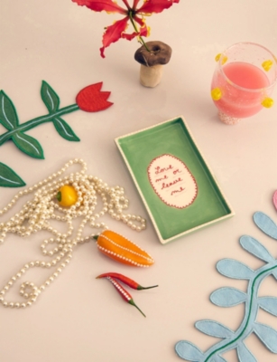 Laetitia Rouget Ve Me Or Leave Me  Stoneware Dish In Green & Red