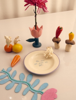 Laetitia Rouget Lac And Turquoise You Make Me Feel  Stoneware Dessert Plate 21cm In Lilac And Turquoise