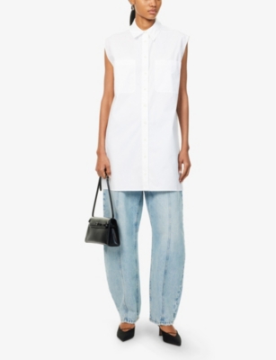 FRAME: Sleeveless Cotton Shirt Dress