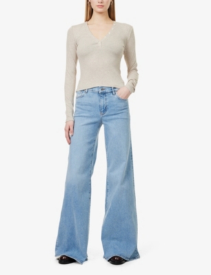 FRAME: Le Palazzo Flared Wide-Leg High-Rise Stretch-Denim Blend Jeans