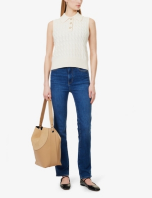 FRAME WOMENS FEMMA THE PENCIL FIVE-POCKETS STRAIGHT-LEG HIGH-RISE STRETCH-DENIM BLEND JEANS 