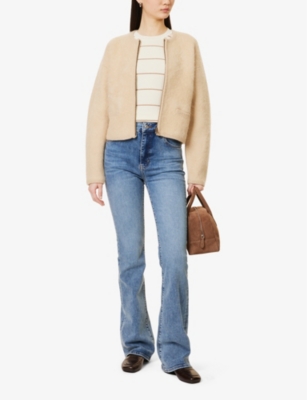 Frame Womens  The Reboot Flared-leg High-rise Stretch-denim Jeans In Crave