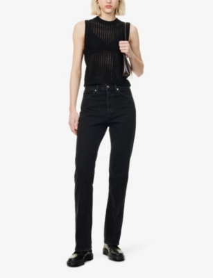 FRAME WOMENS DEATH VALLEY THE VERTICAL STRAIGHT-LEG DENIM JEANS 