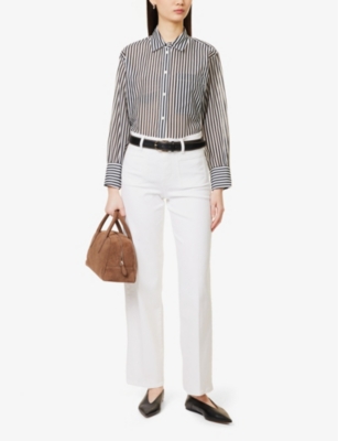 FRAME: Le Slim Palazzo Wide-Leg High-Rise Stretch Denim-Blend Jeans