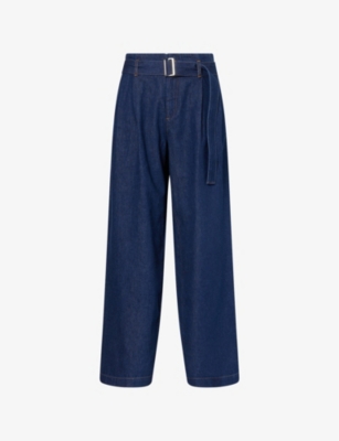 FRAME WOMENS FRAME DETACHABLE-BELT WIDE-LEG HIGH-RISE DENIM-BLEND TROUSERS 