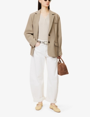 Frame Womens The Bubble Barrel-leg High-rise Denim Jeans Au Natural Clean In Au Natural Clean