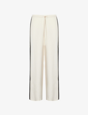 FRAME WOMENS ALABASTER MULTI CONTRAST-STRIPE MID-RISE WIDE-LEG SILK TROUSERS 