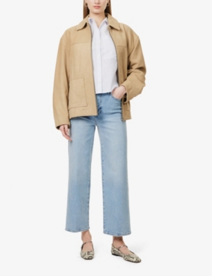 FRAME WOMENS DOLLY THE WIDE FIVE-POCKETS WIDE-LEG HIGH-RISE STRETCH-DENIM JEANS 