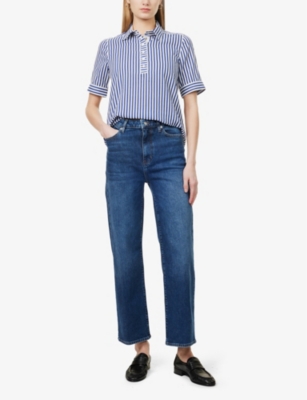Frame Womens The Reboot Crop Flared-leg High-rise Stretch Denim-blend Jeans Femma In Rival