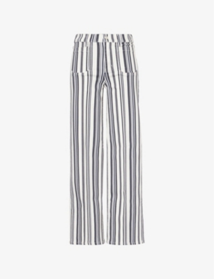 FRAME: Le Slim Palazzo Striped Wide-Leg High-Rise Stretch-Denim Blend Jeans