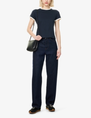 FRAME: The Ringer Contrast-Trim Cotton-Jersey T-Shirt