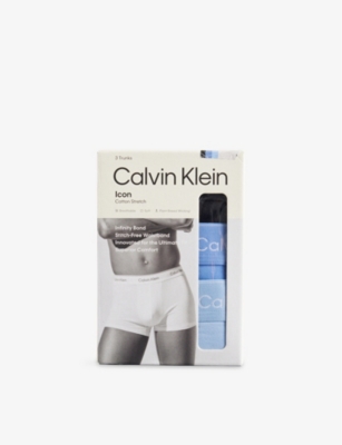 CALVIN KLEIN: Icon Logo-Waistband Pack Of Three Stretch-Cotton Trunks