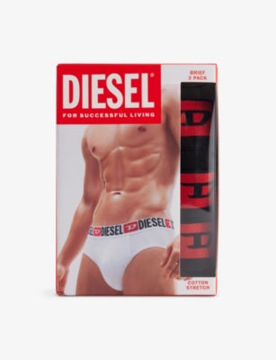 DIESEL: Branded-Waistband Pack of Three Stretch-Cotton Briefs