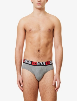 DIESEL: Branded-Waistband Pack of Three Stretch-Cotton Briefs