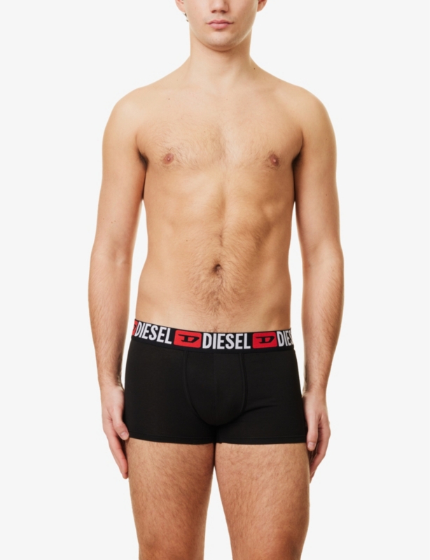 Branded-Waistband Pack of Three Stretch-Cotton Trunks