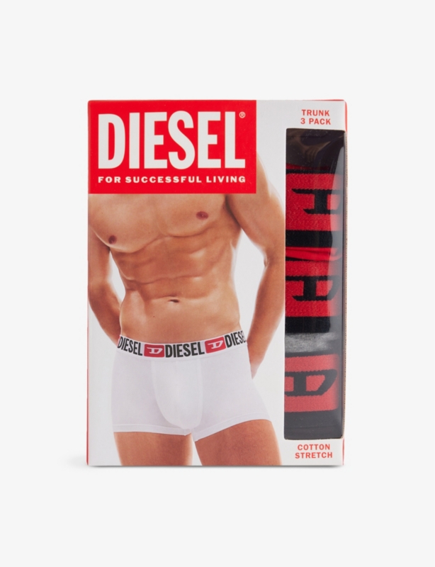 Branded-Waistband Pack of Three Stretch-Cotton Trunks