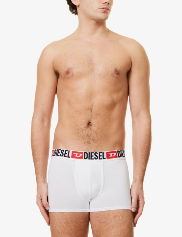 Branded-Waistband Pack of Three Stretch-Cotton Trunks