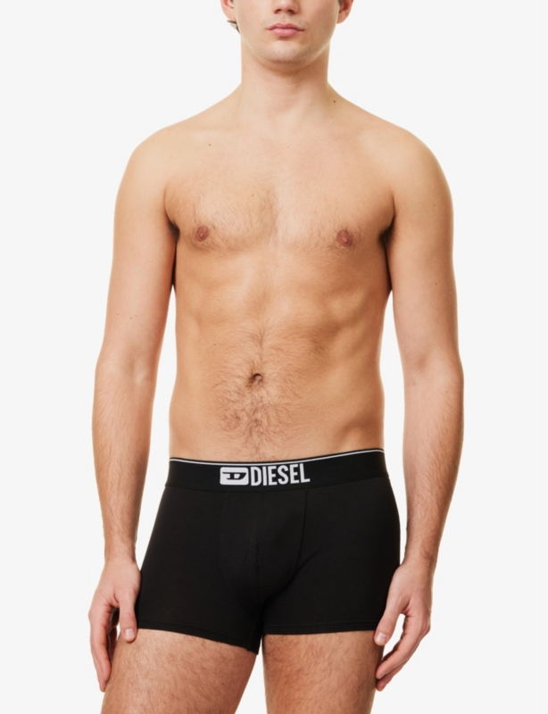 Branded-Waistband Pack of Three Stretch-Cotton Trunks