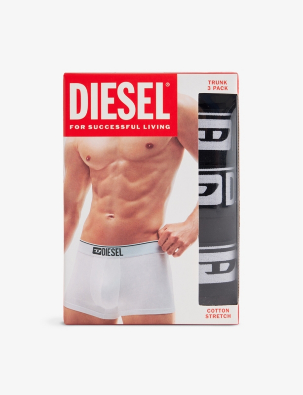 Branded-Waistband Pack of Three Stretch-Cotton Trunks