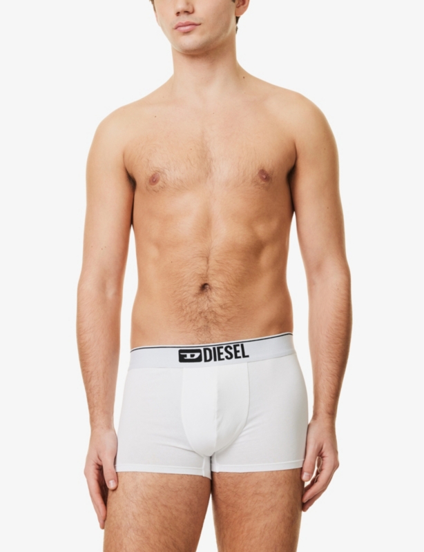 Branded-Waistband Pack of Three Stretch-Cotton Trunks