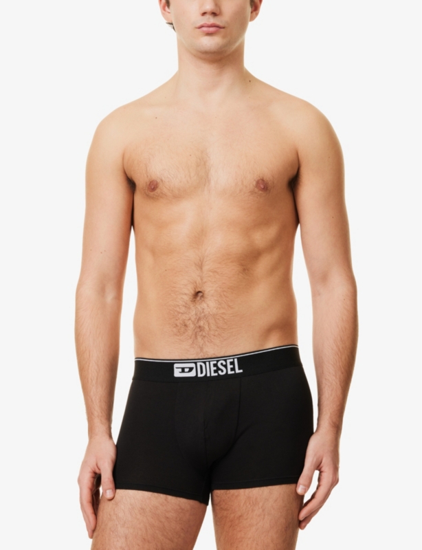 Branded-Waistband Pack of Three Stretch-Cotton Trunks