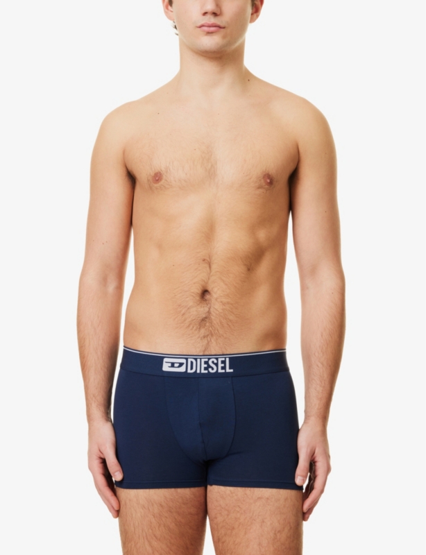 Branded-Waistband Pack of Five Stretch-Cotton Trunks