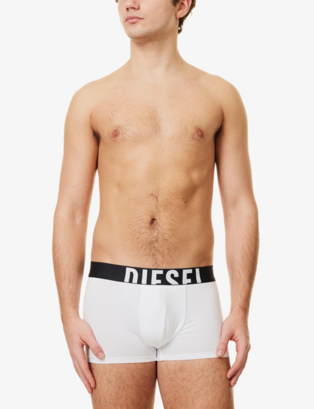 Branded-Waistband Pack of Three Stretch-Cotton Trunks