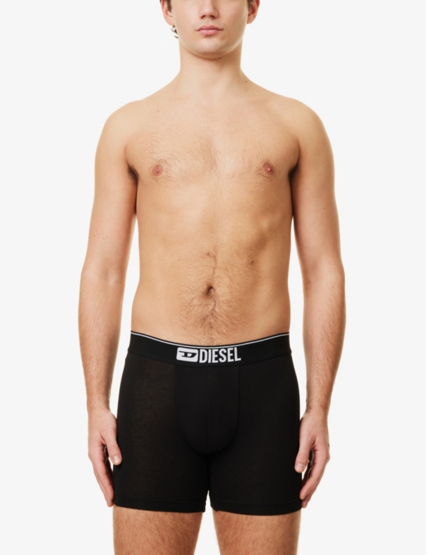 Branded-Waistband Pack of Three Stretch-Cotton Boxers